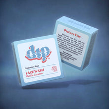Load image into Gallery viewer, Two boxes, front and back, of dip's zero-waste, fragrance free face wash.