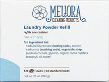 Load image into Gallery viewer, Label for Meliora's plastic-free laundry powder in unscented