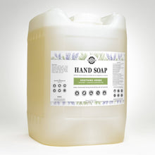 Load image into Gallery viewer, A five gallon eco-jug of Rustic Strength Soothing Herbs hand soap for refilling.
