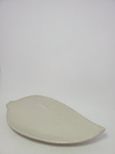 Load image into Gallery viewer, A high gloss white leaf shaped plate handmade in Cambodia