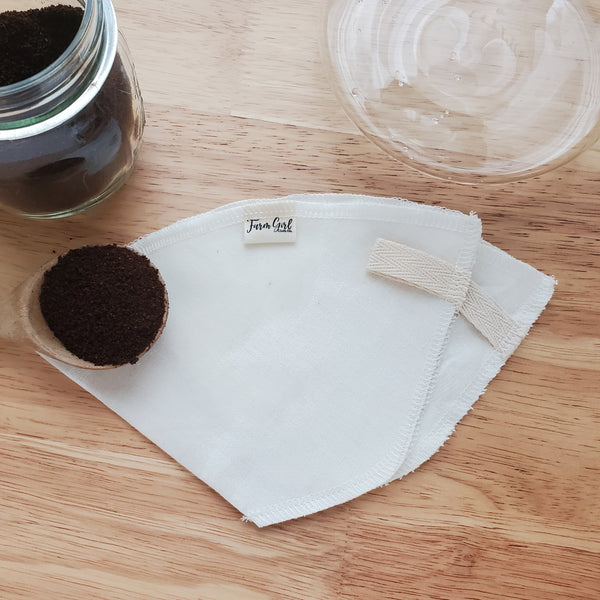 A two pack of reusable cone #4  coffee filters from Farm Girl Cloth